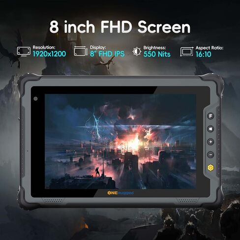 تابلت ONERugged Rugged M80J، تابلت Windows 11 Pro مقاس 8 بوصة، 8 جيجابايت + 128 جيجابايت، سيليرون N5100، IP65 مقاوم للماء، MIL-STD-810H، 5000 مللي أمبير، كمبيوتر صناعي للعمل في الهواء الطلق مع كاميرا 8 ميجابكسل + 5 ميجابكسل، 4G LTE/WiFi/BT 5.0/NFC -رمادي in Kuwait