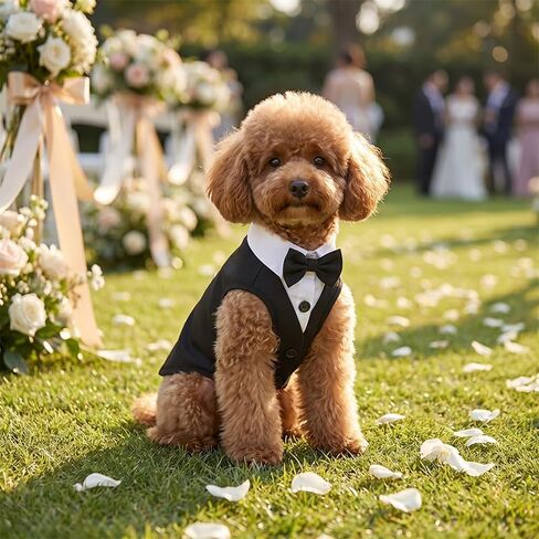 Pet Shirt, Small Dog, Wedding Formal Suit, Bow Tie, Costume, L in Kuwait