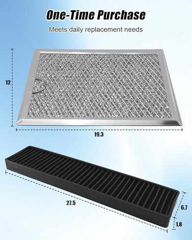 Microwave Grease&Charcoal Filter Set Fit for LG LMVH1750SW/00 LMVH1750ST/00 LMVH1750SB/00 MVEM1825 FMVEL2033F in Kuwait