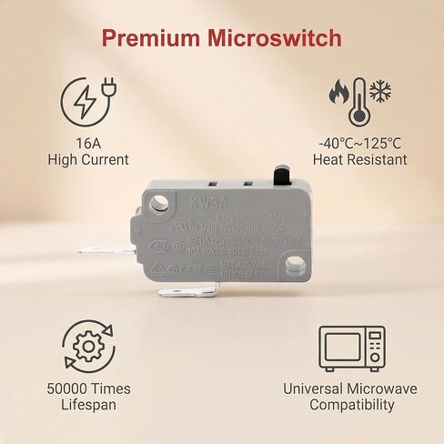KW3A Microwave Oven Door Switch 16A 125V/250V Door Interlock Switch – 2 Normally Open (NO) & 1 Normally Closed (NC) – Replacement for GE, Whirlpool, LG, Samsung, Frigidaire Microwave Oven in Kuwait