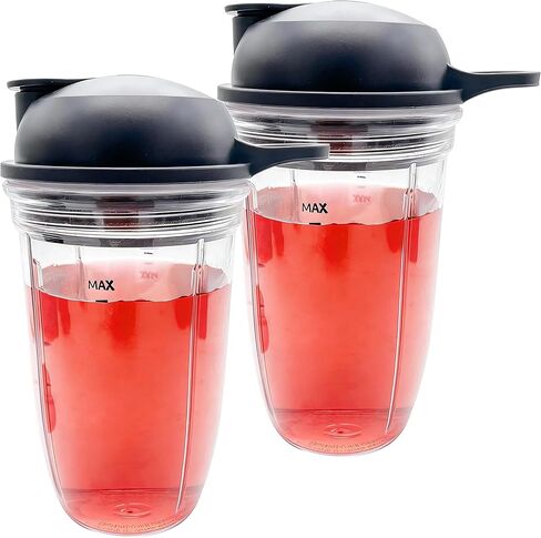 قطعتان من كوب الخلاط البديل بوزن 32 أونصة مع غطاء يمكن التنقل به، متوافق مع مجموعة خلاط NutriBullet بقدرة 1200 وات (NBF10500/NBF70500/ZNBF30400Z/ZNBF30500Z/NBF50400/NBF70500) (كوبان، 32 أونصة) in Kuwait