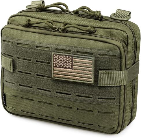 WYNEX Tactical Molle Admin Pouch of Laser Cut Design, Utility Pouches Molle Attachment Military Medical EMT Organizer with Map Pocket EDC EMT Pack IFAK Tool Holder Universal U.S.A Patch Included in Saudi Arabia