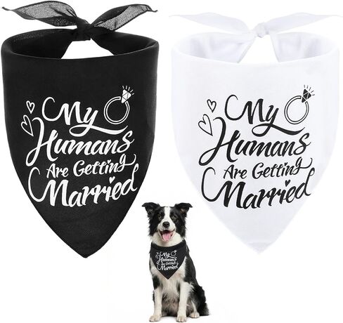 2PCS My Humans are Getting Married Dog Bandanas، مثلثة الكلب باندانا هدية خطوبة، مريحة قابلة للتعديل للكلاب الزفاف عصابات الزفاف الخطوبة لإمدادات الزفاف حزب صور الديكور in Kuwait