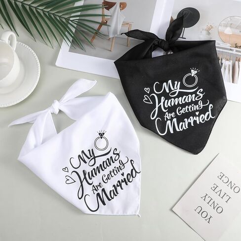 2PCS My Humans are Getting Married Dog Bandanas، مثلثة الكلب باندانا هدية خطوبة، مريحة قابلة للتعديل للكلاب الزفاف عصابات الزفاف الخطوبة لإمدادات الزفاف حزب صور الديكور in Kuwait