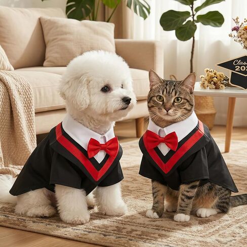 Ishua Pet Graduation Costume Graduation Gown for Small Dog Cat Graduation Costume Shirt Party Outfit in Kuwait