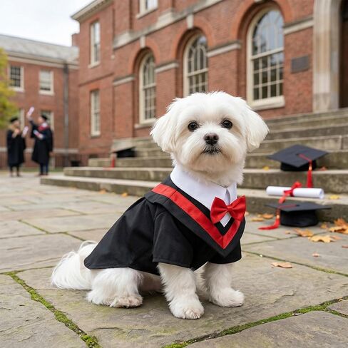 Ishua Pet Graduation Costume Graduation Gown for Small Dog Cat Graduation Costume Shirt Party Outfit in Kuwait