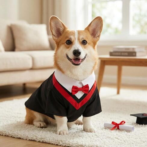 Ishua Pet Graduation Costume Graduation Gown for Small Dog Cat Graduation Costume Shirt Party Outfit in Kuwait