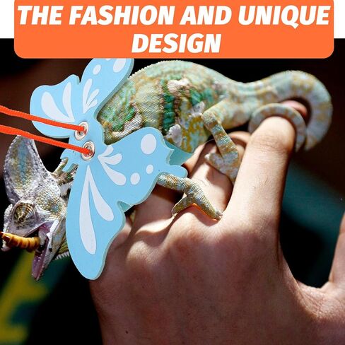 Adjustable Outdoor Lizard Traction Rope Harness Leash Kit with Wing Pattern Blue for Walking Reptiles in Kuwait