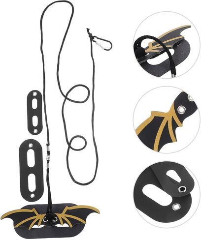 Tofficu Halloween Lizard Leash with Cool Wings 3pcs Set, Wear-Resistant Bearded Dragon Harness and Small Pet Outdoor Walking Rope for Reptiles in Kuwait