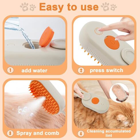 4 in 1 Cat Steam Brush 2025 New Cat and Dog Anti-Static steam Brush for Massaging,cleaning,Shedding,Grooming,Rechargeable Pet Grooming Brushes (brush white1) in Kuwait