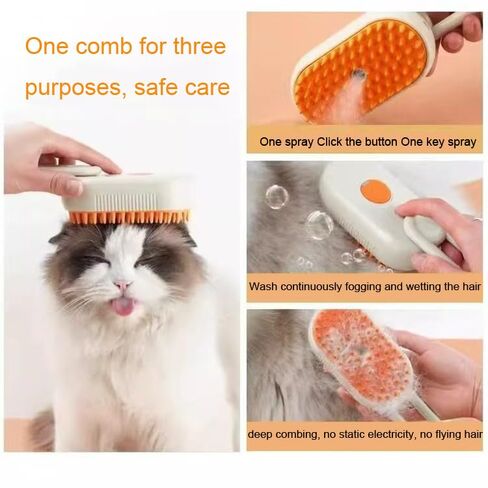 4 in 1 Cat Steam Brush 2025 New Cat and Dog Anti-Static steam Brush for Massaging,cleaning,Shedding,Grooming,Rechargeable Pet Grooming Brushes (brush white1) in Kuwait