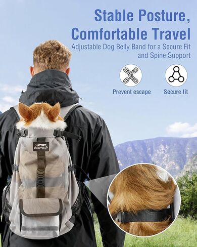 Dog Backpack for Small & Medium Dogs – 4-Layer Safety Pet Carrier with Thick Shoulder Straps, Detachable Waist Bag, Breathable Mesh & Storage Pockets for Travel & Hiking in Kuwait