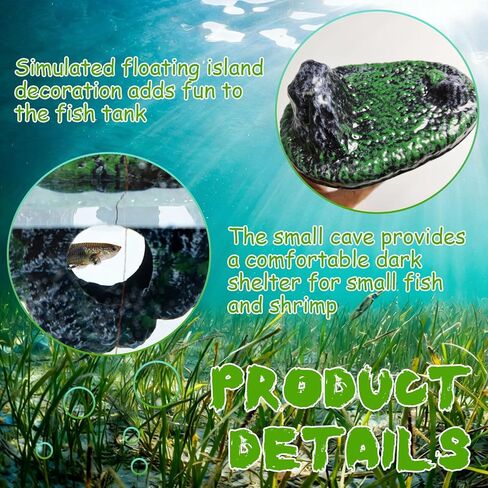 Aquarium Floating Island Decoration with Interactive Fish Feeding Hook, Floating Betta Hide and Shrimp Cave, Aquarium Decor with Hideout Tunnel, Betta Fish Hammock in Kuwait