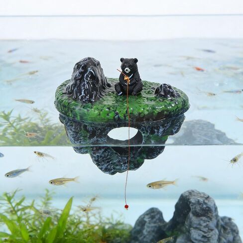 Aquarium Floating Island Decoration with Interactive Fish Feeding Hook, Floating Betta Hide and Shrimp Cave, Aquarium Decor with Hideout Tunnel, Betta Fish Hammock in Kuwait