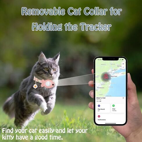 Cat Collar for Airtag, Breakaway GPS Tracker Kitten Collar with Airtag Holder and Bells for Girl Boy Cats Cute Personalized Cat Collar with Fish Adjustable Length (Pink) in Kuwait