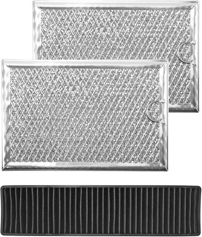 Microwave Filter Kit Fit for GE JVM7195SK6SS PNM9216SK5SS JVM7195EK5ES JNM7196DK5BB JVM7195DK5WW JNM7196SK6SS, Microwave Oven Grease and Charcoal Filters Aluminum, 3 Pack in Kuwait