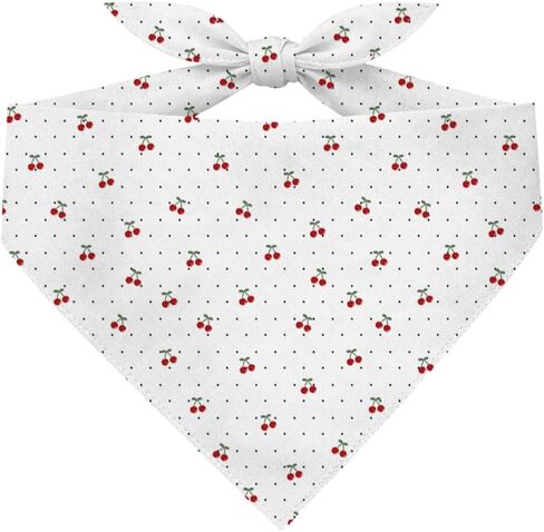 Cherry Dog Bandana, Polka Dot Fruit Theme Pet Bandana, Cute Fruit Puppy Scarf, Funny Adjustable Comfortable Triangle Dog Scarf for Small Medium Dogs in Kuwait