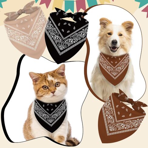 AnyDesign 3Pcs Western Dog Bandana Reversible Triangle Dog Bibs Adjustable Pet Neckerchief Scarf for Small Medium Dogs Costume Accessories in Kuwait