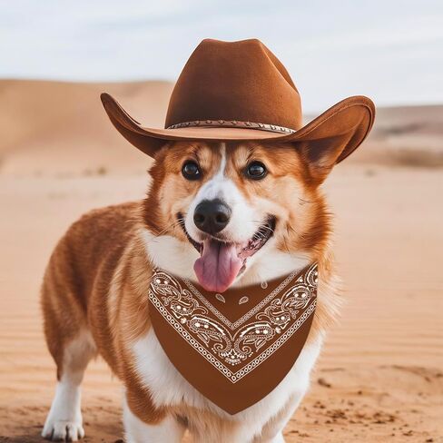 AnyDesign 3Pcs Western Dog Bandana Reversible Triangle Dog Bibs Adjustable Pet Neckerchief Scarf for Small Medium Dogs Costume Accessories in Kuwait