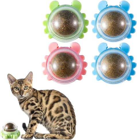 Interactive Catnip Ball Toy for Cats, Wall-Mounted Self-Grooming Lick Toy, Teeth Cleaning & Play Ball for Indoor Cats in Kuwait