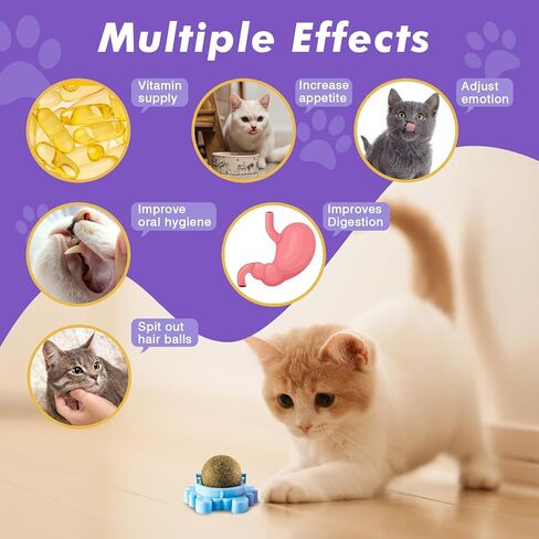 Interactive Catnip Ball Toy for Cats, Wall-Mounted Self-Grooming Lick Toy, Teeth Cleaning & Play Ball for Indoor Cats in Kuwait