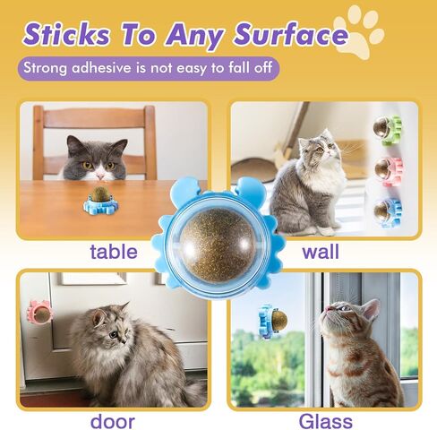 Interactive Catnip Ball Toy for Cats, Wall-Mounted Self-Grooming Lick Toy, Teeth Cleaning & Play Ball for Indoor Cats in Kuwait