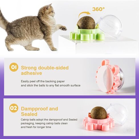 Interactive Catnip Ball Toy for Cats, Wall-Mounted Self-Grooming Lick Toy, Teeth Cleaning & Play Ball for Indoor Cats in Kuwait