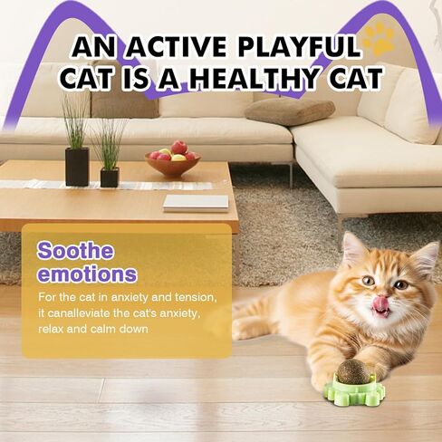 Interactive Catnip Ball Toy for Cats, Wall-Mounted Self-Grooming Lick Toy, Teeth Cleaning & Play Ball for Indoor Cats in Kuwait