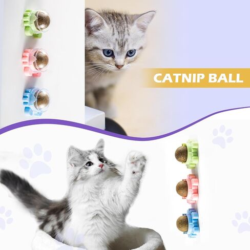 Interactive Catnip Ball Toy for Cats, Wall-Mounted Self-Grooming Lick Toy, Teeth Cleaning & Play Ball for Indoor Cats in Kuwait
