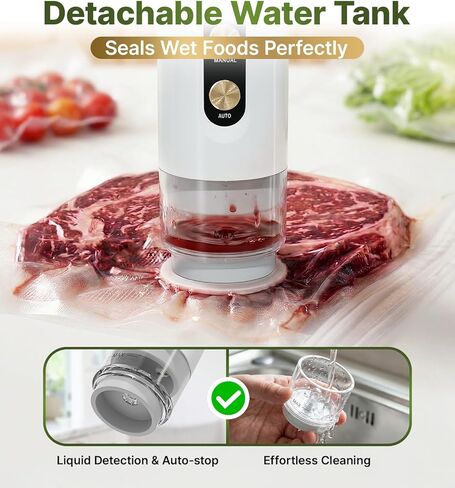 Compact Handheld Vacuum Sealer for Food, Portable Wireless Vacuum Sealer with 60kPa Suction, Dual Modes, Visible Water Reservoir, Includes Complete Set for Food Preservation in Kuwait