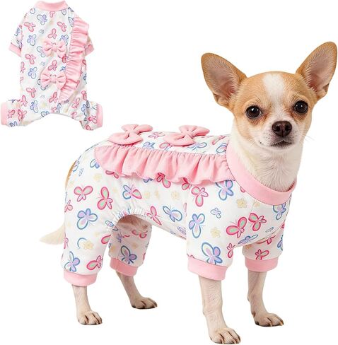 Winmany Dog Pajamas for Small Dogs Soft Stretchy Pet Clothes Cute Dog Butterfly Outfit for Indoor Warmth & Sleep (Medium) in Kuwait