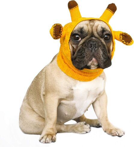 iChoue Dog Yellow Giraffe Knitted Snood Ear Muffs Calming Hoodie Anxiety Relief Noise Canceling Headband Protection Cover Hood - Medium in Kuwait