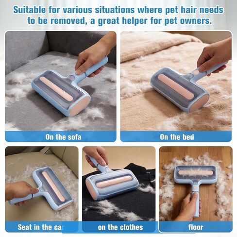 Pet Hair Remover Lint Rollers for Pet Hair Extra Sticky with Water Spray,Reusable 2-in-1 Dog Cat Hair Removal Tool for Furniture,Couch,Carpet,Bedding,and Clothes - Includes 4 Brushes in Kuwait