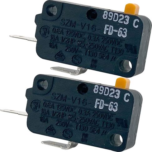 مفتاح باب الميكروويف SZM-V16-FD-63 (عبوة من 2)، 16A 125/250VAC 2-Pin، متوافق مع GE وSamsung وLG Microwave ومناسب لإصلاح جهاز إشعال نطاق الغاز Wolf وJenn-Air in Kuwait