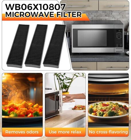 3 قطع WB06X10807 مرشحات فحم الميكروويف بديلة لـ GE Microwave JVM7195SK6SS، JVM7195EK5ES، PNM9216SK5SS، PVM9005SJ8SS، JNM7196DK5BB، JVM7195DK5WW in Kuwait