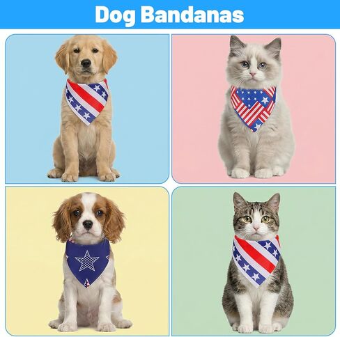 Andibro 3Pcs 4th of July Dog Bandanas, American Flag Patriotic Dog BandanasTriangle Reversible Scarf Memorial Independence Day Bandana for Dogs Puppy Cats in Kuwait