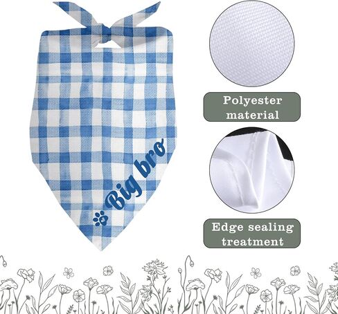 Big Bro Dog Bandana Blue Grid Pregnancy Announcement Dog Bandana Dog Baby Announcement Gender Reveal Announcement Photo Puppy Big Brother Bandana for Small Medium Cat Dogs in Kuwait