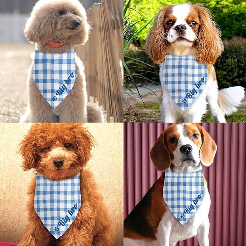 Big Bro Dog Bandana Blue Grid Pregnancy Announcement Dog Bandana Dog Baby Announcement Gender Reveal Announcement Photo Puppy Big Brother Bandana for Small Medium Cat Dogs in Kuwait