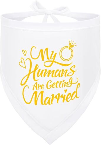 Dog Wedding Bandanas, My Humans are Getting Married Dog Scarves, Engagement Party Decorations,Bridal Shower Gifts for Bride, (White Fabric & Black Pattern,one Size fits All) in Kuwait