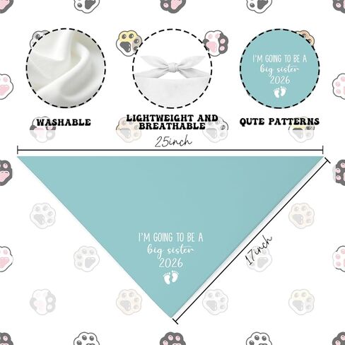 Big Sister Dog Bandana, Pregnancy Announcement Dog Bandana, I'm Going to be Big Sister 2026 Pet Scarf, Pregnancy Reveal Pet Accessory for Small Medium Large Dogs in Kuwait