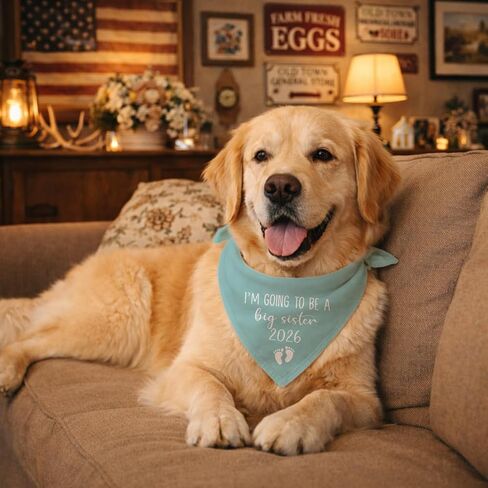 Big Sister Dog Bandana, Pregnancy Announcement Dog Bandana, I'm Going to be Big Sister 2026 Pet Scarf, Pregnancy Reveal Pet Accessory for Small Medium Large Dogs in Kuwait