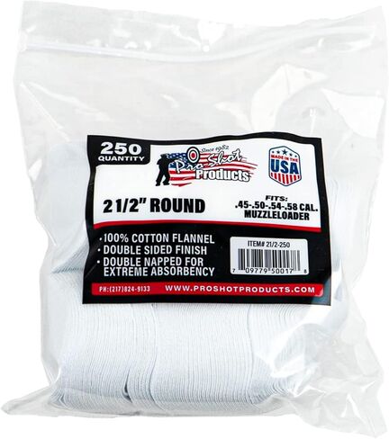 Pro Shot Products .45-.58 Caliber 2 1/2-Inch RD. 250 Count Patches, White (2 1/2-250) in Saudi Arabia