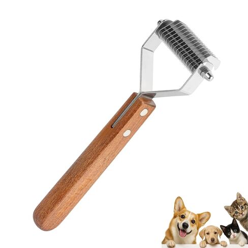 Extra Large 2-Sided Wooden Pet Comb for Dogs & Cats - Professional Deshedding & Dematting Tool, Undercoat Rake for Long & Short Hair, Natural Grooming Brush for Shedding Control in Kuwait