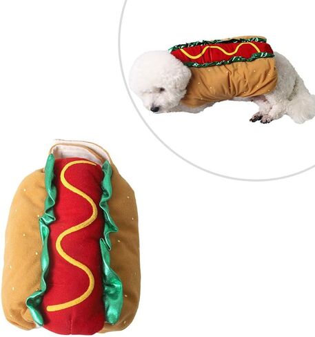Toddmomy Hot Dog Costume for Pet, Cats and Dogs Funny Halloween Christmas Birthday Costume Apparel Cosplay Outfit for Puppies and Kitten, Size XXS in Kuwait