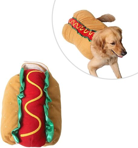 Toddmomy Hot Dog Costume for Pet, Cats and Dogs Funny Halloween Christmas Birthday Costume Apparel Cosplay Outfit for Puppies and Kitten, Size XXS in Kuwait