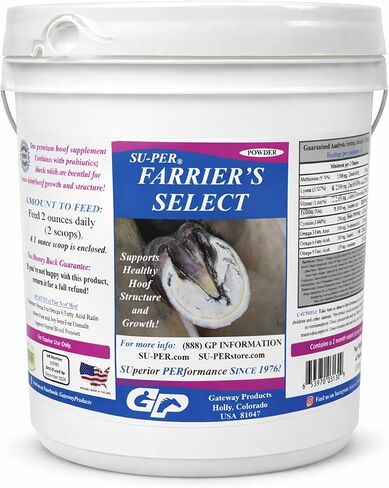 SU-PER Farrier's Select Hoof Supplement - Horse Premium Hoof Care Supplement with Probiotics - Healthy Hoof Growth - 4 Pounds, 1 Month Supply in Saudi Arabia