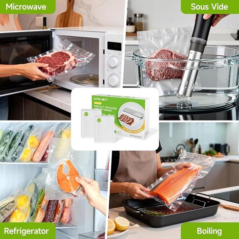 Vacuum Sealer Bags for Food, 200 Count, 8" x 10" Pre Cut Vacuum Seal Bags, BPA Free Embossed Food Saver Vacuum Sealer Bags for Freezer Storage, Meal Prep, Sous Vide, Heavy Duty Commercial Grade in Kuwait