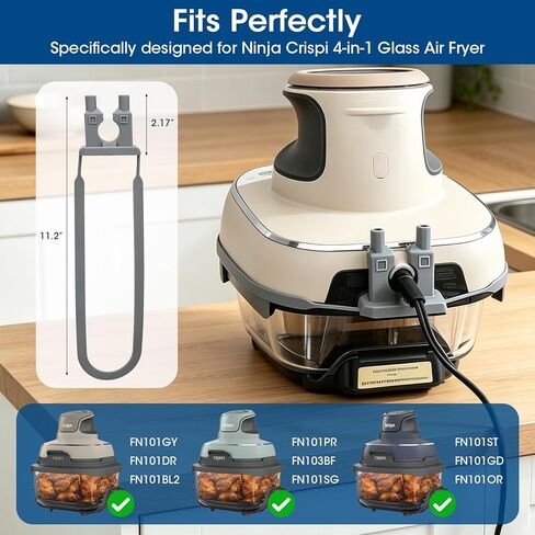 Silicone Steam Diverter for Ninja Crispi 4-in-1 Glass Air Fryer FN101GY FN101SG FN101ST Accessories with Anti-fall Fixing Strap,Kitchen Small Appliance Accessory– Prevents Heat Damage to Cords-Grey in Kuwait