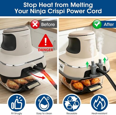 Silicone Steam Diverter for Ninja Crispi 4-in-1 Glass Air Fryer FN101GY FN101SG FN101ST Accessories with Anti-fall Fixing Strap,Kitchen Small Appliance Accessory– Prevents Heat Damage to Cords-Grey in Kuwait