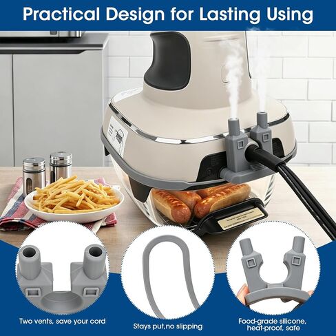Silicone Steam Diverter for Ninja Crispi 4-in-1 Glass Air Fryer FN101GY FN101SG FN101ST Accessories with Anti-fall Fixing Strap,Kitchen Small Appliance Accessory– Prevents Heat Damage to Cords-Grey in Kuwait